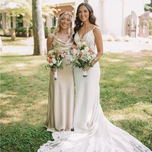 Revelry bridesmaid dress size 2 regular length, gold champagne